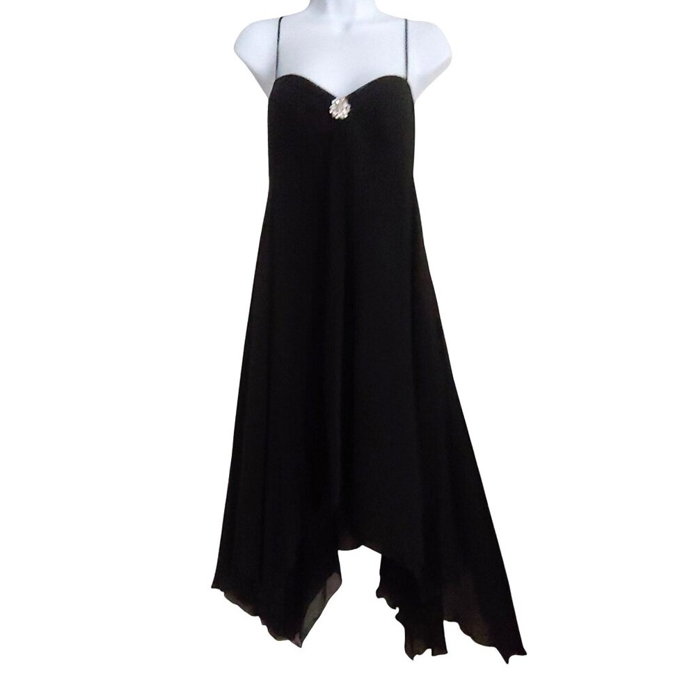 Betsey Johnson 100% Silk Babydoll Asymmetrical Empire Waist Whimsy Fairy Dress 4